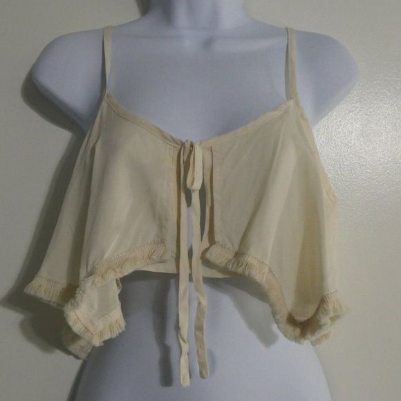 LF Run Cinta Run Cut Out Spaghetti Strap Crop Top Cream Small NWT - Picture 1 of 10